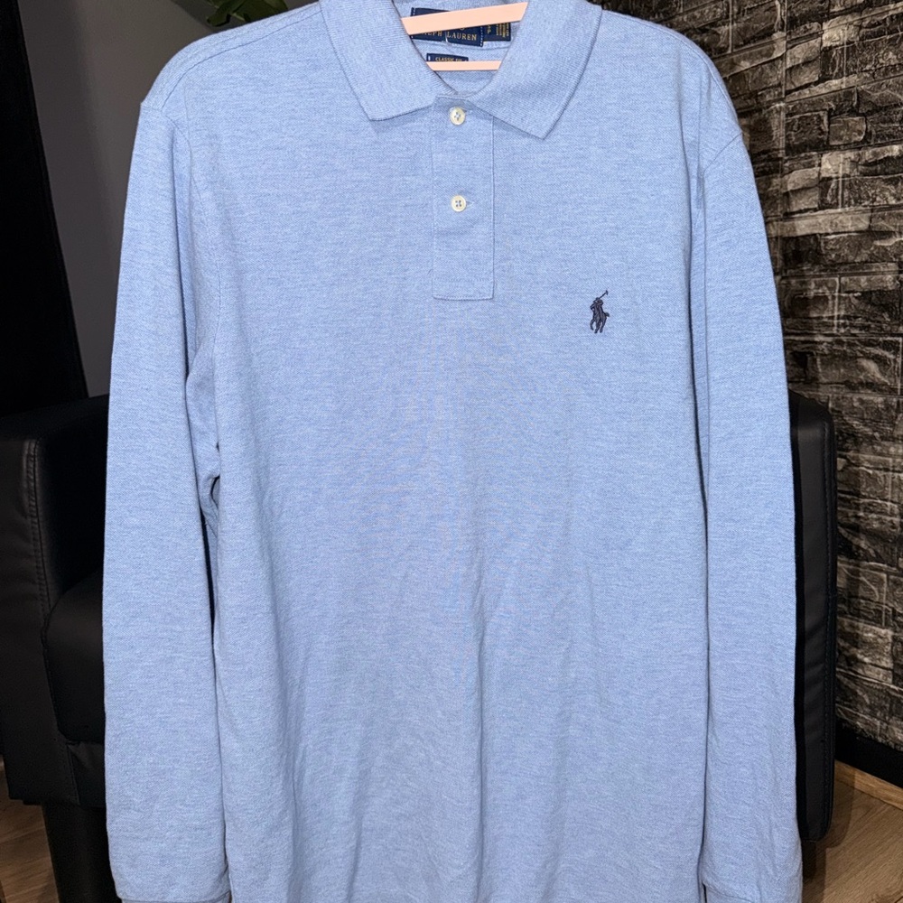 Polo Ralph Lauren Classic Fit Long Sleeve Polo Shirt – Light Blue – Size S - Picture 6 of 8